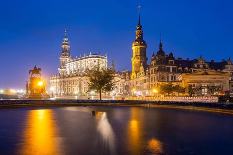 Semper Opera House, Court Church, Residence Palace, Hausmann Tower, King John Monument and Schinkel