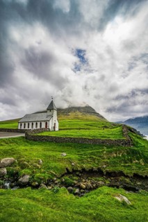 Vidareidi church in Vidoy, Faroe islands, Denmark, Europe