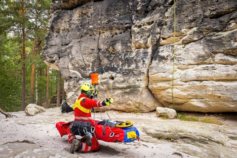 Winch rescue training of the rescue helicopter, Christoph 62, on the occasion of the 50th