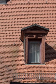 Historic roof oriel, Mühlgasse 1, Nuremberg, Middle Franconia, Bavaria, Germany, Europe