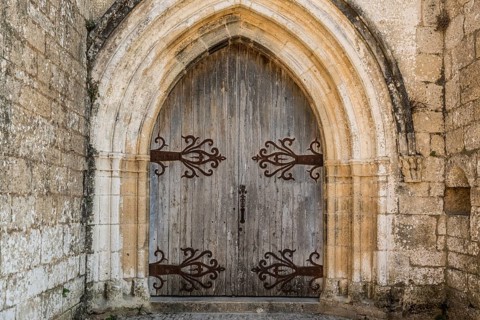 Old door, château de Beynac, Beynac-et-Cazenac, Dordogne, Périgord, Département Dordogne, Region