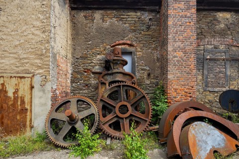 The more than 800-year-old Muldenhütten smelter site. The still existing, historical and