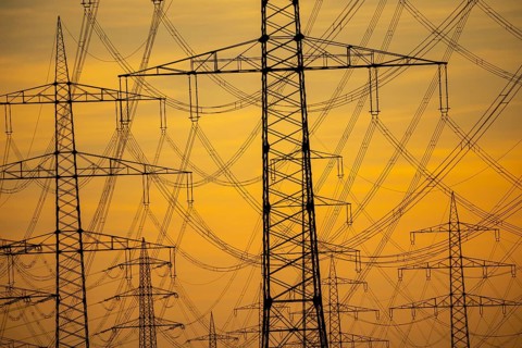 Extra-high-voltage lines, 380 KV, power line, the electricity comes from the Rhenish lignite mining