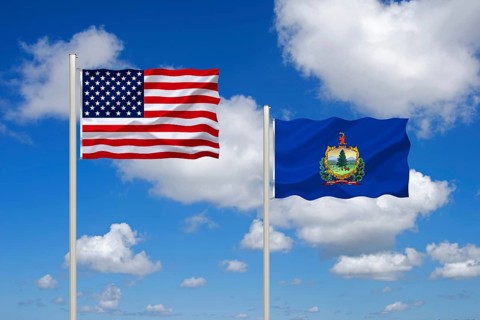 The flag of the USA and Vermont, Studio