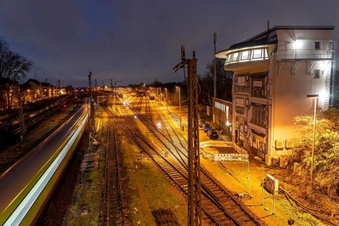 The Deutsche Bahn AG signal box in Mülheim-Styrum, controls train traffic on one of the busiest