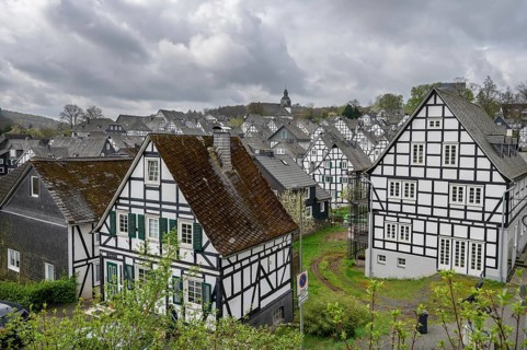 Detailed view of the historic old town, Alter Flecken, 17th century, Freudenberg, North