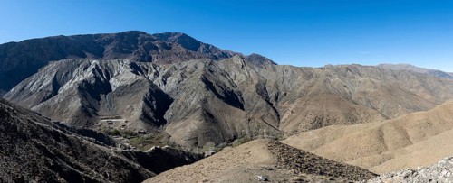 Mountain landscape on the Tizi-n-Tichka pass road, High Atlas, Morocco, Africa