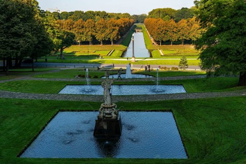 Historic baroque gardens in Kleve, from the 17th century, amphitheatre on the Springenberg, statue