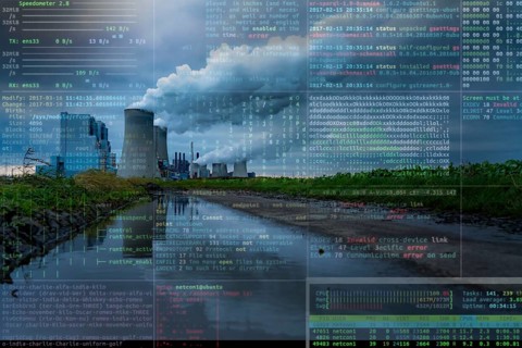 Symbolic image Critical infrastructure, blackout risk, cyberterrorism, Neurath lignite-fired power