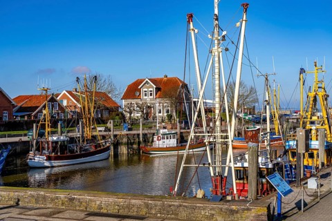 Cutter harbour Neuharlingersiel, Lower Saxony, Germany, Europe