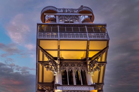 Lisbon, Santa Justa Elevator at sunset