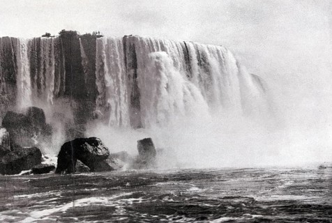 Niagara Falls, Canada, USA, Historical, digitally restored reproduction from a 19th century