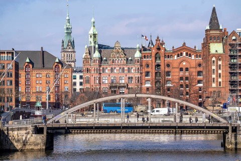 Hafencity, Überseequartier, Speicherstadt, Magdeburger Hafen, Busanbrücke, Germany, Europe