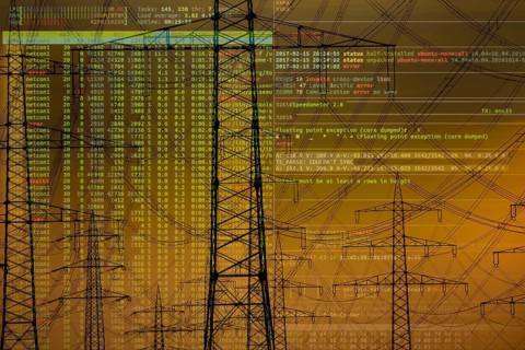 Symbolic image Critical infrastructure, blackout risk, cyberterrorism, extra-high-voltage lines,
