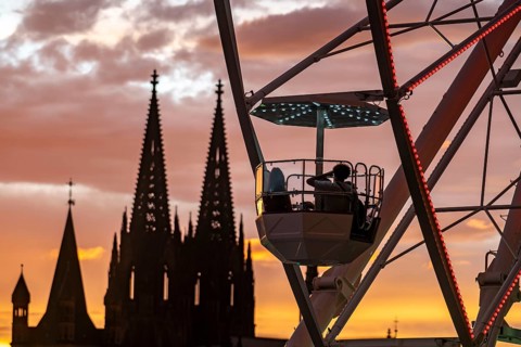 Happy Colonia funfair, Corona-compliant funfair at the Deutzer Werft, on the Rhine, Cologne