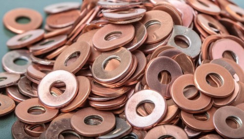 Material, metal, copper, a large quantity of copper washers