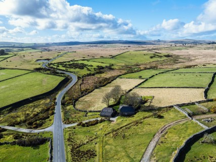 Farms over West Dart River in Dartmoor National Park, Devon, England, United Kingdom, Europe