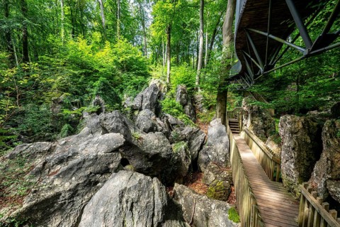 The Felsenmeer in Hemer, Sauerland, geotope, with rugged rock formations, nature reserve, North