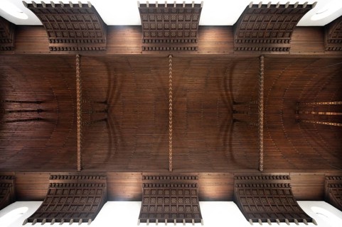 Wooden vault of St Otto's Church, built from 1912 to 1914 in Art Nouveau style, SiechenstraÃŸe 61,