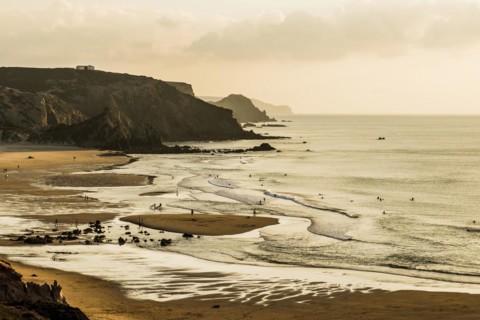 Sunset, Praia do Amado, Carrapateira, Algarve, West Coast, Atlantic Ocean, Portugal, Europe