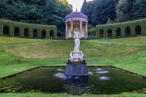 Historic baroque gardens in Kleve, from the 17th century, amphitheatre on the Springenberg, statue