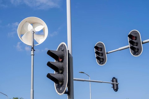 A mini wind power plant in the small Dutch town of Haarlemmermeer supplies the traffic lights at a
