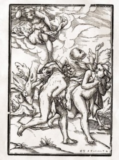 Der Tod kommt für Adam und Eva im Garten Eden Woodcut by Georg Scharffenberg Aus Der Todten Tanz