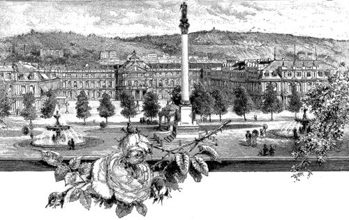 Residential Palace and Jubilee Column in Stuttgart, Germany, in 1892, Historical, digital