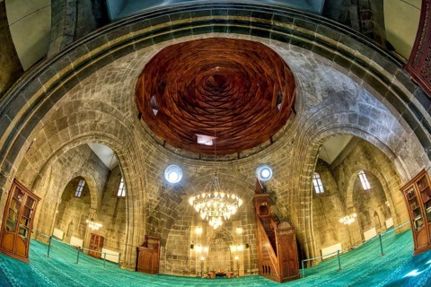Grand mosque of Erzurum or Atabey Mosque, Central nave and ceiling, Erzurum, Turkey, Asia