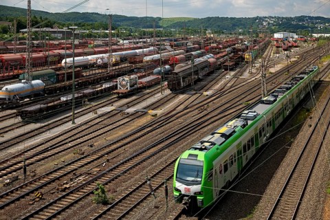 Train formation yard in the Vorhalle district with regional railway, marshalling yard, goods