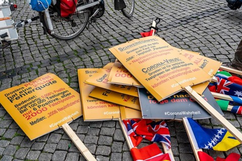 Demonstration against the Corona measures, compulsory masks, etc., in Düsseldorf Germany