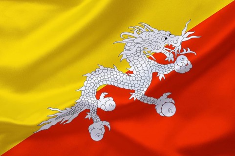 National flag, the flag of Bhutan, country in South Asia, Asia, Studio