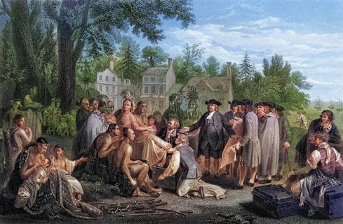 William Penn's Treaty with the Indians 1682, William Penn, 1644 -1718, English Quaker coloniser in