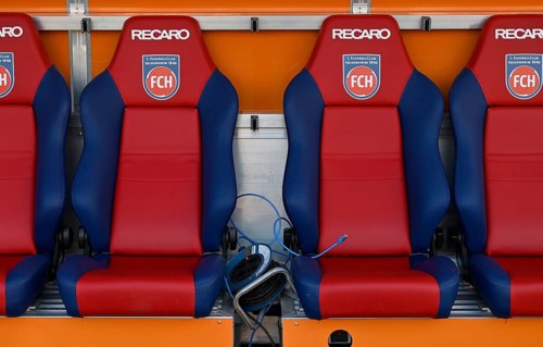 Recaro seats on coach's bench, bench, logo, LAN cable, network cable for laptop or tablet, digital,