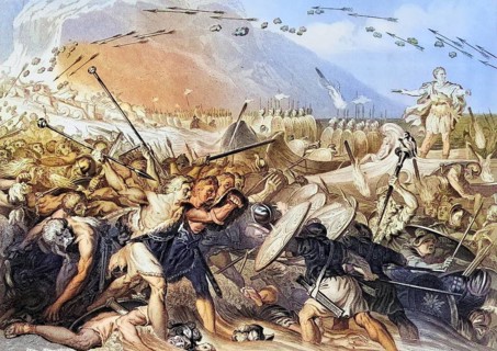 Julius Caesar lands in Britain 55 B.C. From The National and Domestic History of England by William