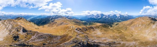 Alpine panorama, aerial view, Carnic High Trail, Carnic main ridge, Carnic Alps, Carinthia,