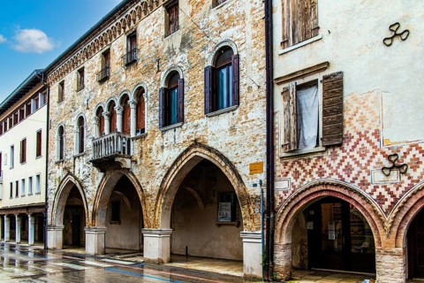 Palaces on the old town streets, medieval old town, Portogruaro, Veneto, Friuli, Italy,