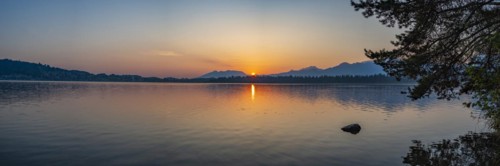 Sunrise, Hopfensee, near Füssen, OstallgÃ¤u, AllgÃ¤u, Upper Swabia, Swabia, Bavaria, Germany,