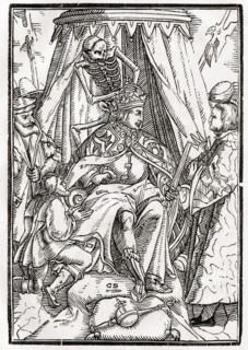 Der Tod kommt für den Kaiser Woodcut by Georg Scharffenberg after Hans Holbein the Younger from Der