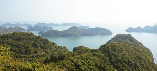 Karst rocks of Lan Ha Bay from Cannon Fort viewpoint, Cat Ba Island, Halong Bay, Vietnam, Asia