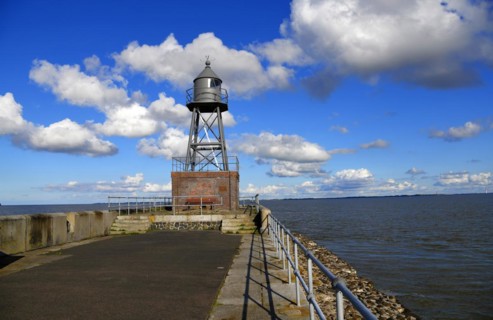 Wilhelmshaven, cross light at the Alte Mole, Wilhelmshaven, Lower Saxony, Federal Republic of
