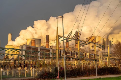 Transformer station at the lignite-fired power station, RWE Power AG Niederaussem power station,