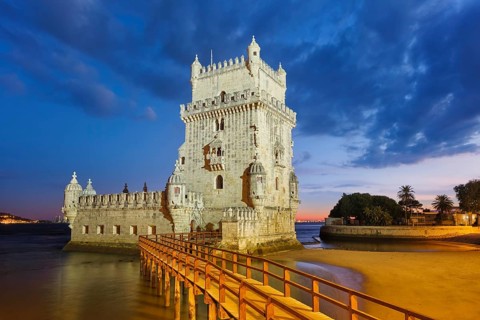 Belem Tower or Tower of St Vincent, famous tourist landmark of Lisboa and tourism attraction, on