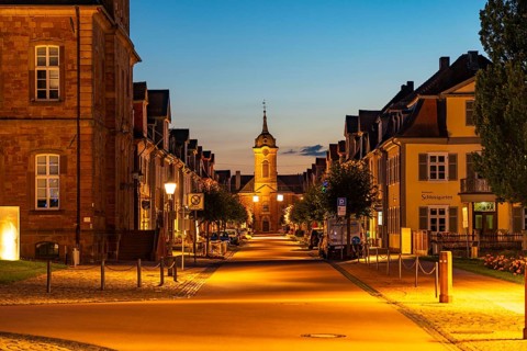 The SchlossstraÃŸe in Bad Arolsen, Protestant town church, Hesse, Germany, Europe