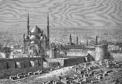 Mohammed Ali Mosque on the Citadel of Cairo, Egypt, in 1880, Historical, digital reproduction of an