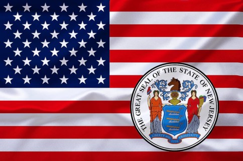 The flag of the USA with the coat of arms of New Jersey, Studio