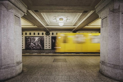 The underground line 3 runs at Rüdesheimer Platz in Wilmersdorf in Berlin, 27 February 2024.