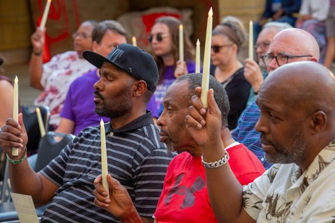 Detroit, Michigan USA, 26 July 2024, LGBT Detroit holds a candlelight vigil to honor LGBT ancestors