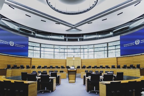Courtroom at the International Tribunal for the Law of the Sea, photographed in Hamburg, 26 July