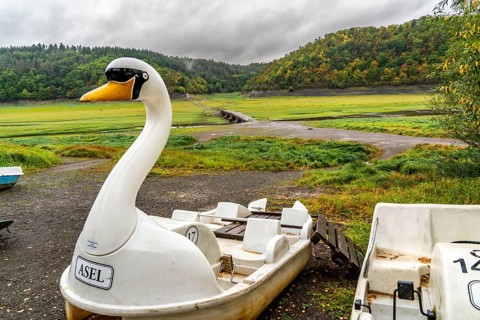 The Edersee, near Waldeck, the third largest reservoir in Germany, is currently only 13% full, the